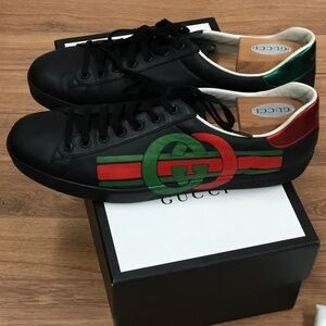 GUCCI MENS ACE G LOGO SNEAKERS SIZE 12 STYLE 576136
